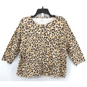 KIm Rogers Perfectly Soft Shirt Womens Size M Animal Print 3/4 Sleeve Top